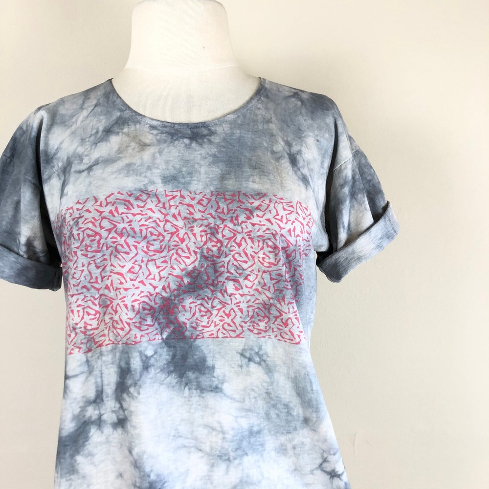 vintage 90s tie dye tee | 1990s abstract art t shirt | grunge hippie Top Cotton - Picture 2 of 8